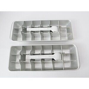 2 Vintage Aluminum Ice Cube Trays General Electric Mini Cubes  1960's